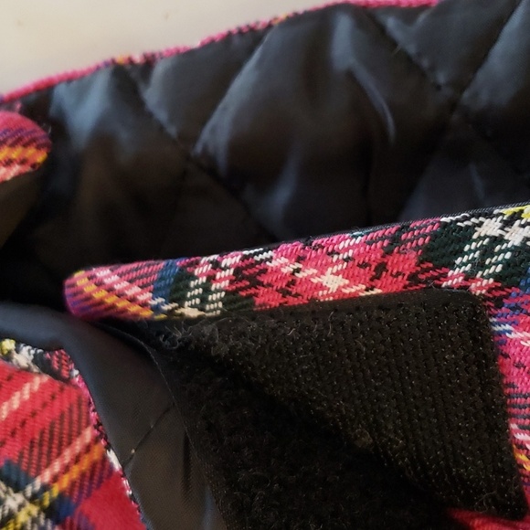 Extra Large Fuschia Pink Plaid Winter Dog Coat with Refective Stripe - Picture 5 of 8